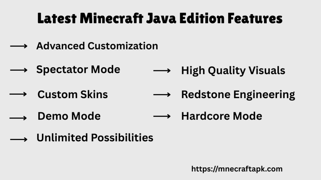 Minecraft java edition features